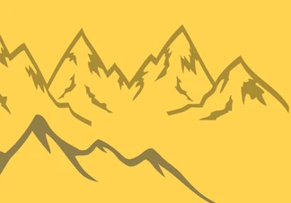 Grey mountain graphic on yellow background.