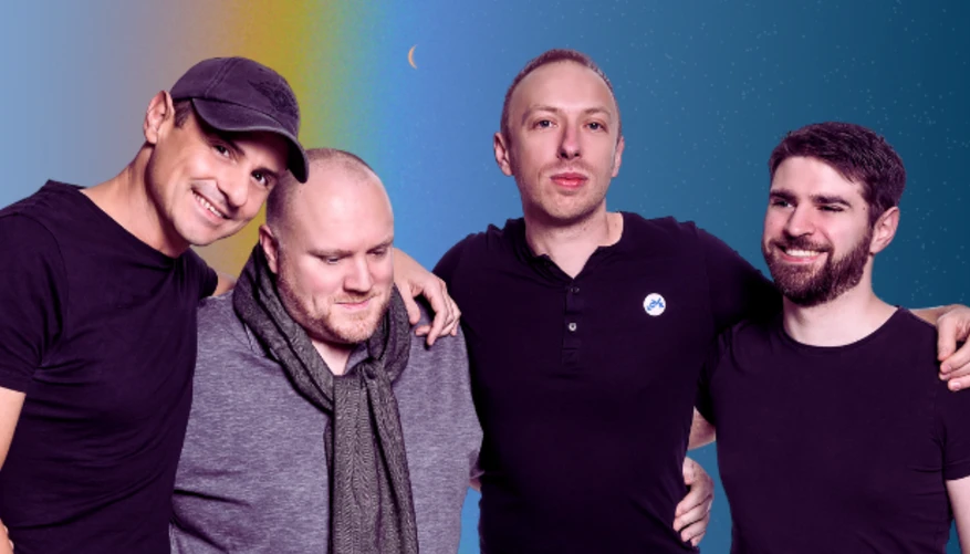 All four members of Ultimate Coldplay posing candidly.